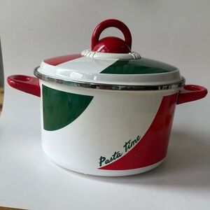 Pasta Time Red and Green Enamel Stockpot